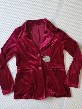 Velvet Burgundy/ Pink Women's Blazer Jacket